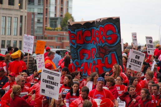 Chicago teachers' striking in 2012. Fewer millennials seem interested in joining unions, in part because they’ve not seen what unions can do for them. Photo by Atomazul.